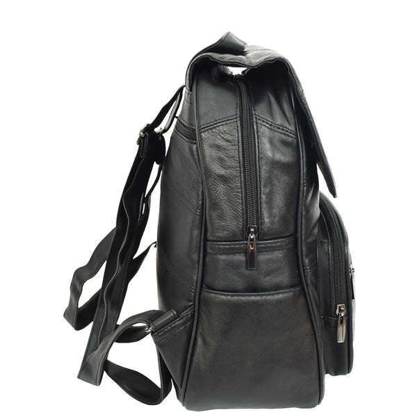 House Of Leather Real Leather Backpack For Women Daypack Organiser Bags HOL0791 Black