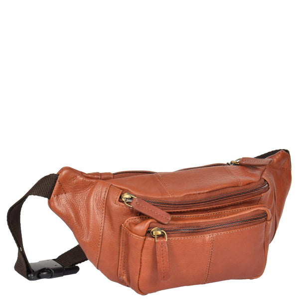 house of leather Real Leather Bum Bag Barcelona Brown
