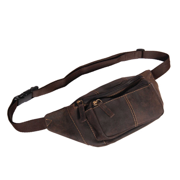 House Of Leather Real Leather Bum Bag Barcelona Oil Brown
