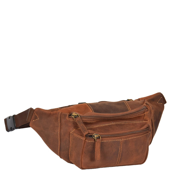 house of leather Real Leather Bum Bag Barcelona Oil Tan