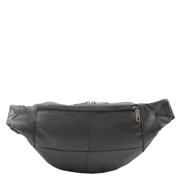 House Of Leather Real Leather Bum Bag Belt Pack H102 Black