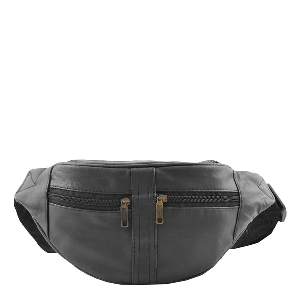 House Of Leather Real Leather Bum Bag Belt Pack H102 Black