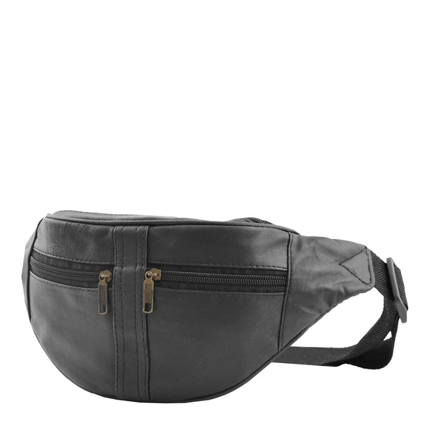 House Of Leather Real Leather Bum Bag Belt Pack H102 Black