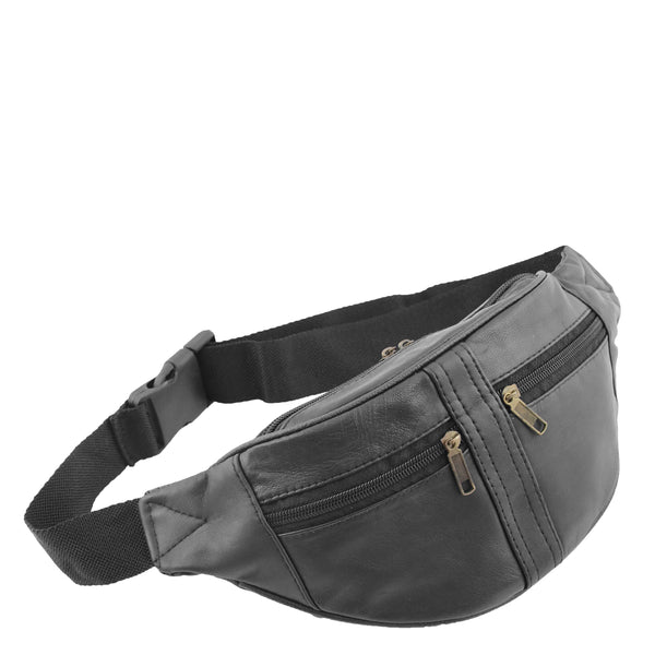 house of leather Real Leather Bum Bag Belt Pack H102 Black