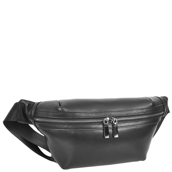 house of leather Real Leather Bum Bag Brighton Black