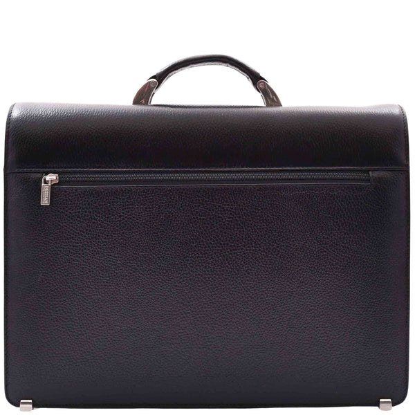 House Of Leather Real Leather Business Briefcase For Men Executive Bag Henry Black
