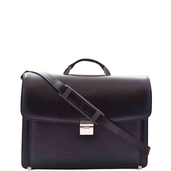 house of leather Real Leather Business Briefcase for Men Executive Bag Henry Black
