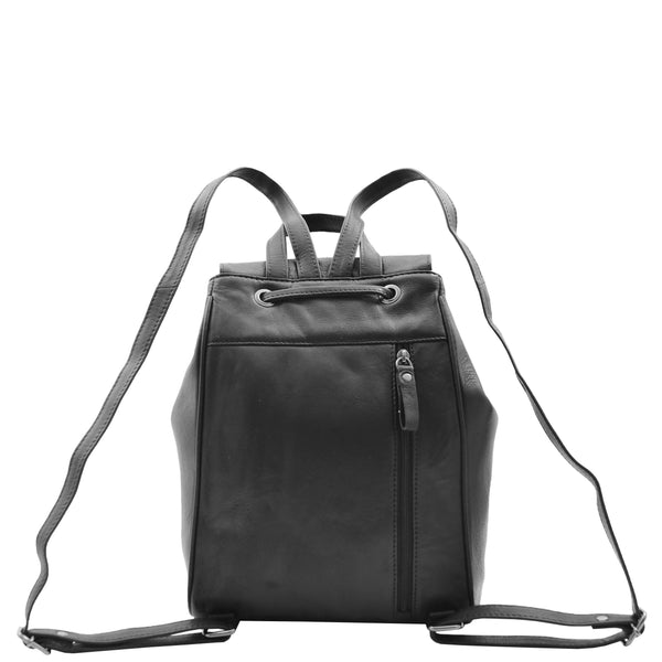 House Of Leather Real Leather Classic Travel Backpack HOL841 Black