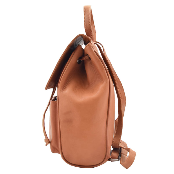 House Of Leather Real Leather Classic Travel Backpack HOL841 Cognac