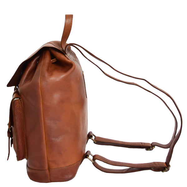 House Of Leather Real Leather Classic Vintage Rucksack Eli Tan
