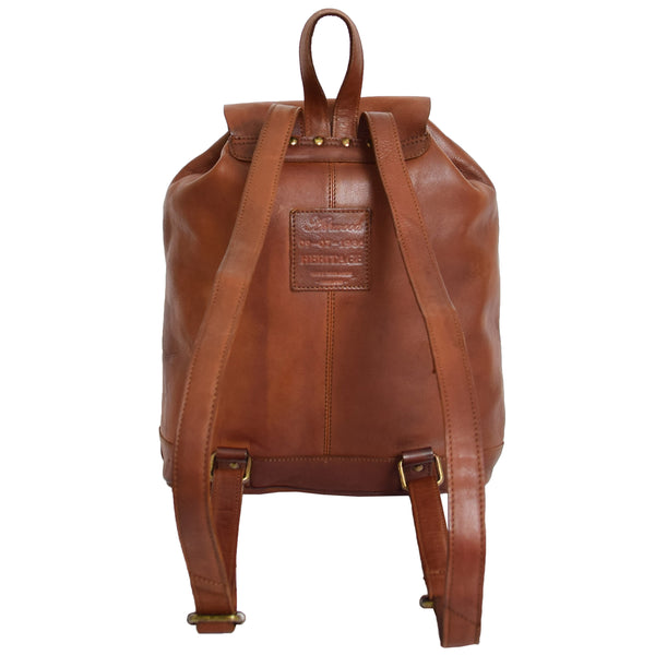 House Of Leather Real Leather Classic Vintage Rucksack Eli Tan