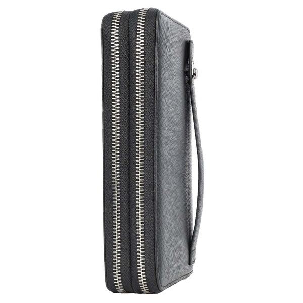 House Of Leather Real Leather Clutch Purse With Lock Multi Slots Coins Cards Notes Travel Wallet Pavia Black