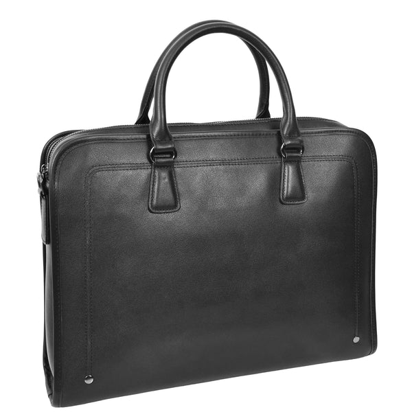 House Of Leather Real Leather Cross Body Briefcase Belmont Black