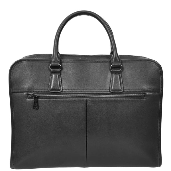 House Of Leather Real Leather Cross Body Briefcase Belmont Black