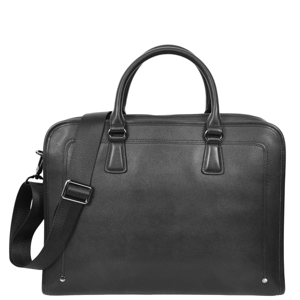 house of leather Real Leather Cross Body Briefcase Belmont Black