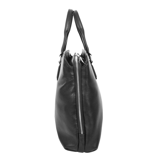 House Of Leather Real Leather Cross Body Briefcase Kingston Black