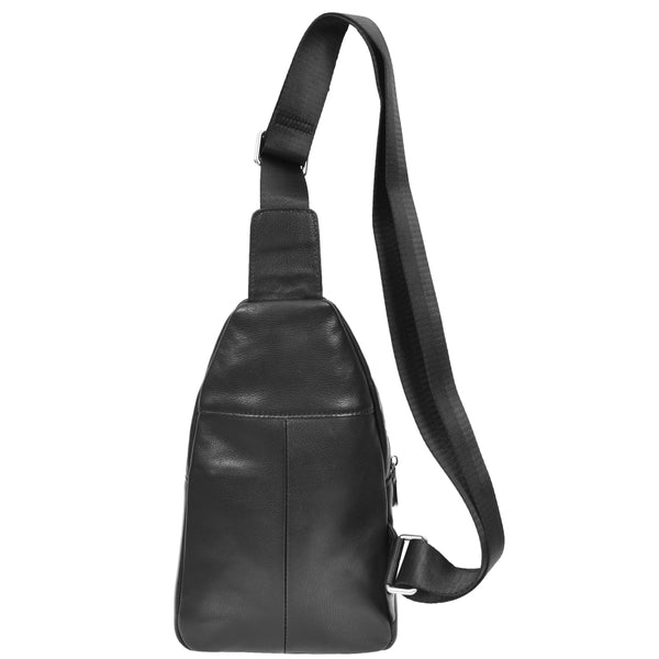 House Of Leather Real Leather Cross Body Chest Bag Emerson Black