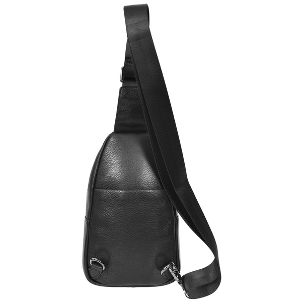 House Of Leather Real Leather Cross Body Chest Bag Phoenix Black