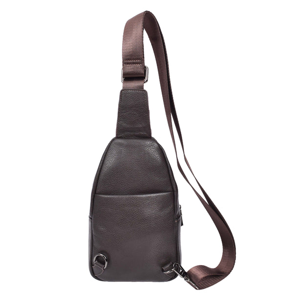 House Of Leather Real Leather Cross Body Chest Bag Phoenix Brown