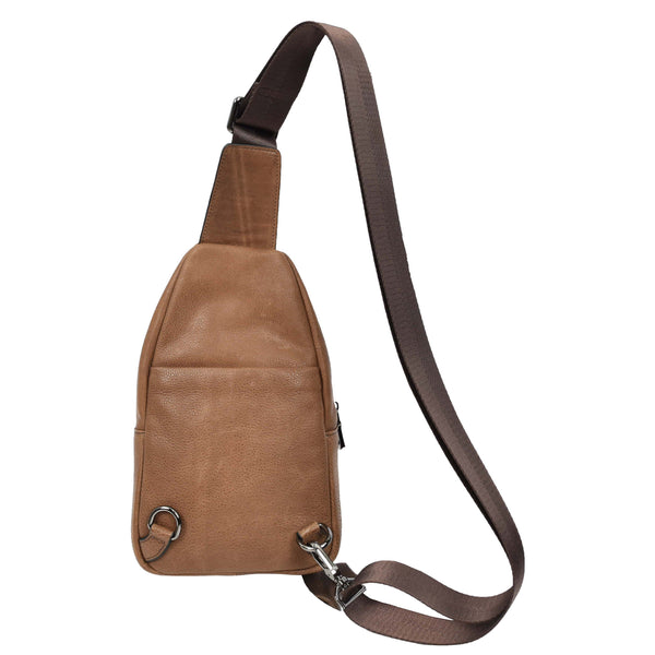 House Of Leather Real Leather Cross Body Chest Bag Phoenix Tan Brown