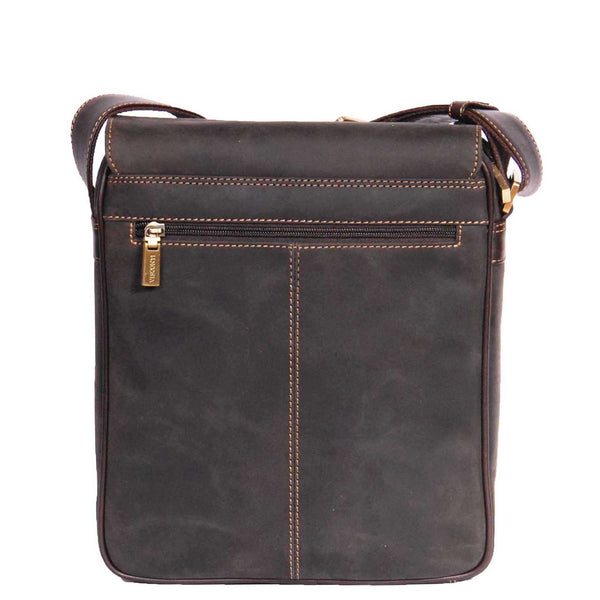 House Of Leather Real Leather Cross Body Organiser Work Bag HOL11 Brown