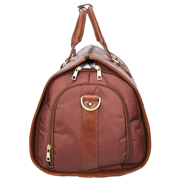 House Of Leather Real Leather Garment Suit Carrier 2-in-1 Holdall Duffel Travel Bag Ludlow Tan