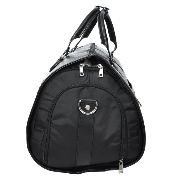 House Of Leather Real Leather Garment Suit Carrier 2-in-1 Holdall Duffel Travel Bag Ludlow Black