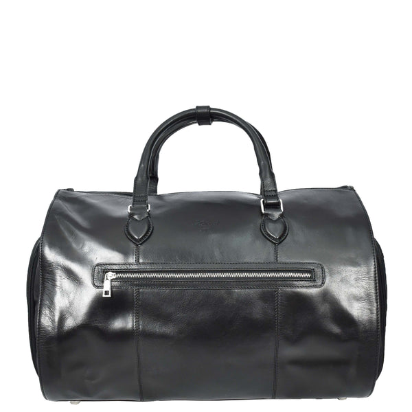 House Of Leather Real Leather Garment Suit Carrier 2-in-1 Holdall Duffel Travel Bag Ludlow Black