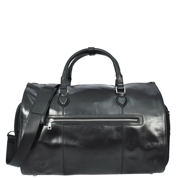 house of leather Real Leather Garment Suit Carrier 2-in-1 Holdall Duffel Travel Bag Ludlow Black