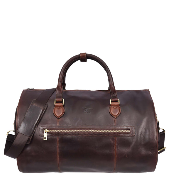 house of leather Real Leather Garment Suit Carrier 2-in-1 Holdall Duffel Travel Bag Ludlow Brown