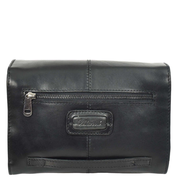 House Of Leather Real Leather Hanging Toiletry Wash Bag Mens Cruise Black