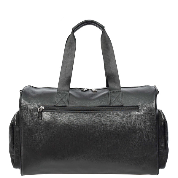 House Of Leather Real Leather Holdall Large Size Travel Weekend Organiser Bag Tunis Black