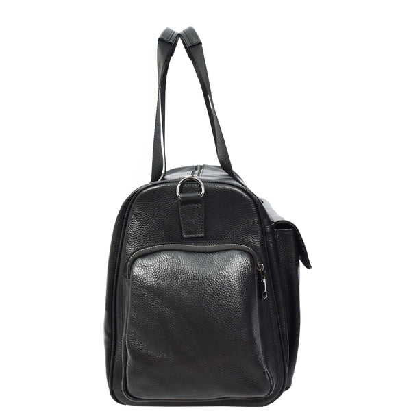 House Of Leather Real Leather Holdall Large Size Travel Weekend Organiser Bag Tunis Black