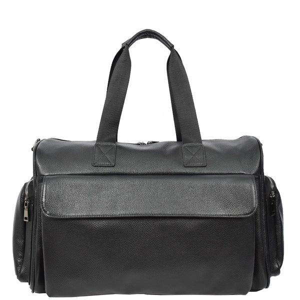 House Of Leather Real Leather Holdall Large Size Travel Weekend Organiser Bag Tunis Black