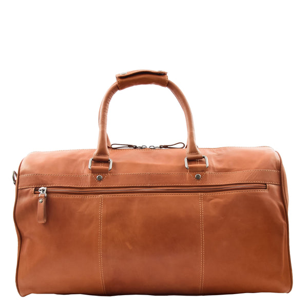 House Of Leather Real Leather Holdall Overnight Barrel Bag Springfield Cognac