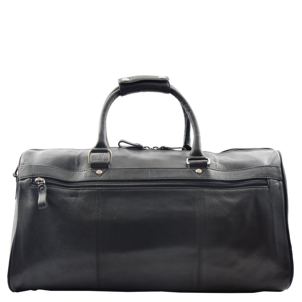 House Of Leather Real Leather Holdall Overnight Barrel Bag Springfield Black