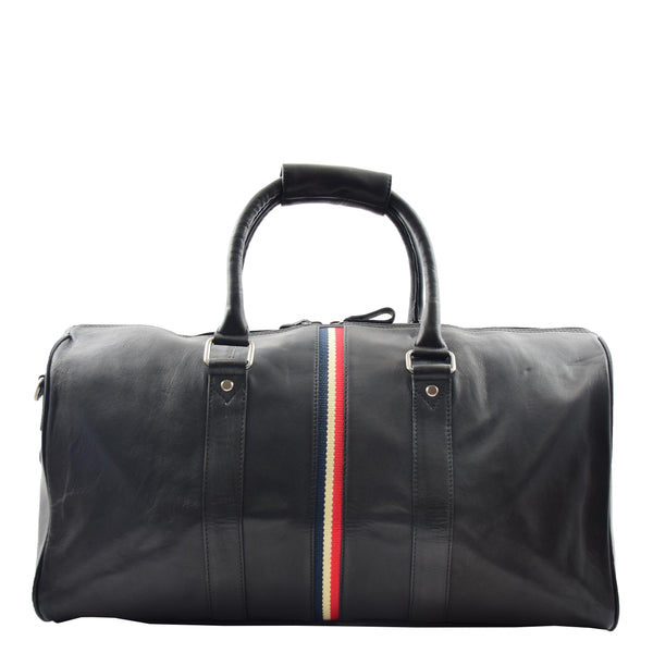 House Of Leather Real Leather Holdall Overnight Barrel Bag Springfield Black