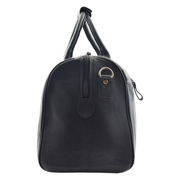 House Of Leather Real Leather Holdall Overnight Barrel Bag Springfield Black