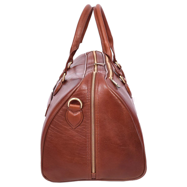 House Of Leather Real Leather Holdall Weekend Carry-on Cabin Size Travel Duffle Bag Cornwall Tan