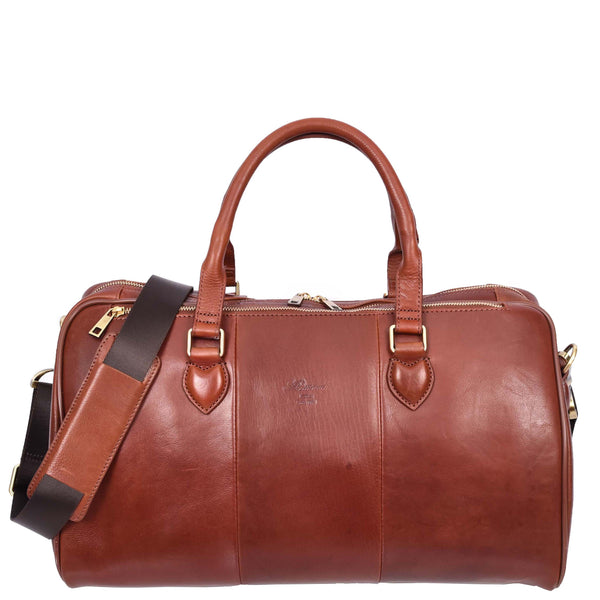 house of leather Real Leather Holdall Weekend Carry-on Cabin Size Travel Duffle Bag Cornwall Tan