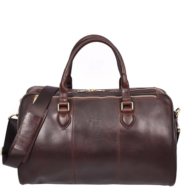 house of leather Real Leather Holdall Weekend Carry-on Cabin Size Travel Duffle Bag Cornwall Brown