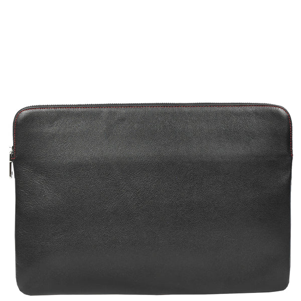 House Of Leather Real Leather Laptop Sleeve Bag Cover 15inch Note Document Folder Organiser Elche Black