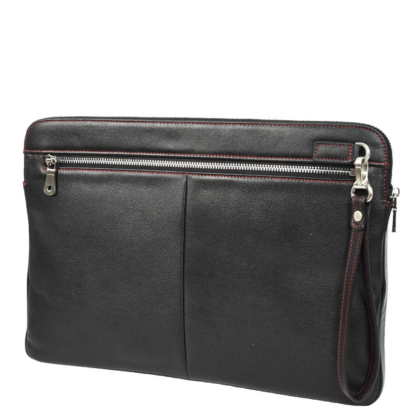 House Of Leather Real Leather Laptop Sleeve Bag Cover 15inch Note Document Folder Organiser Elche Black