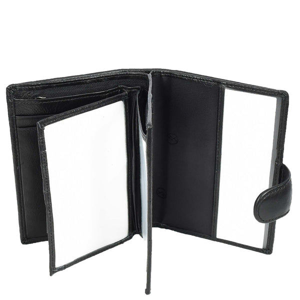 House Of Leather Real Leather Large Passport Holder Documents Boarding Pass ID Banknotes Wallet Neiva Black