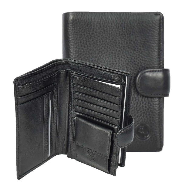 house of leather Real Leather Large Passport Holder Documents Boarding Pass ID Banknotes Wallet Neiva Black
