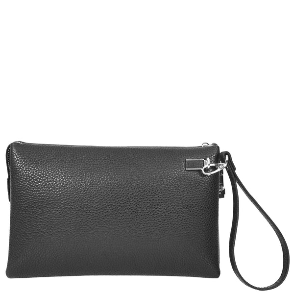 House Of Leather Real Leather Lockable Wrist Bag Thames Black