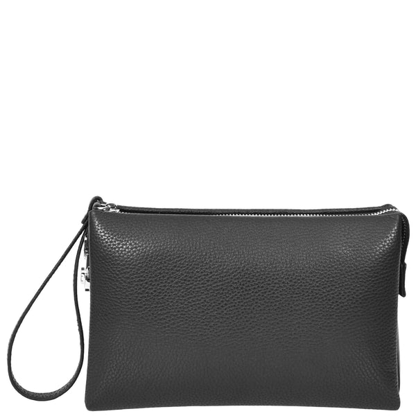 House Of Leather Real Leather Lockable Wrist Bag Thames Black