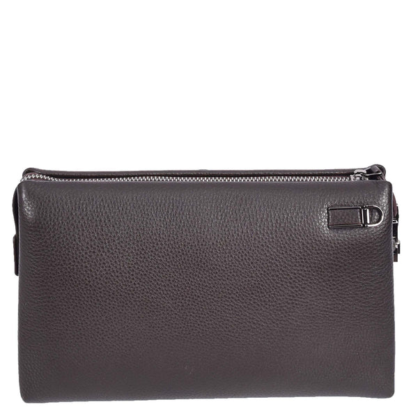 House Of Leather Real Leather Lockable Wrist Bag Thames Brown