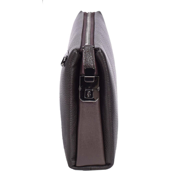 House Of Leather Real Leather Lockable Wrist Bag Thames Brown