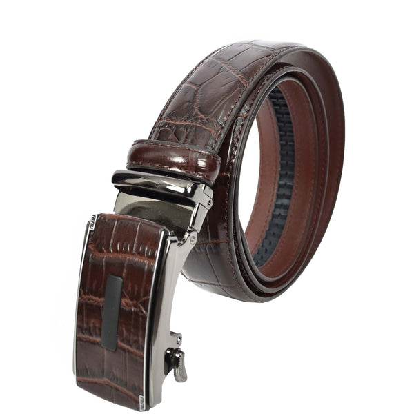 House Of Leather Real Leather Mens Adjustable Ratchet Buckle Belt Dress Suits Pants Every Day Wear Whistler Brown